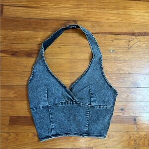 SHEIN Gray Denim Crop Top